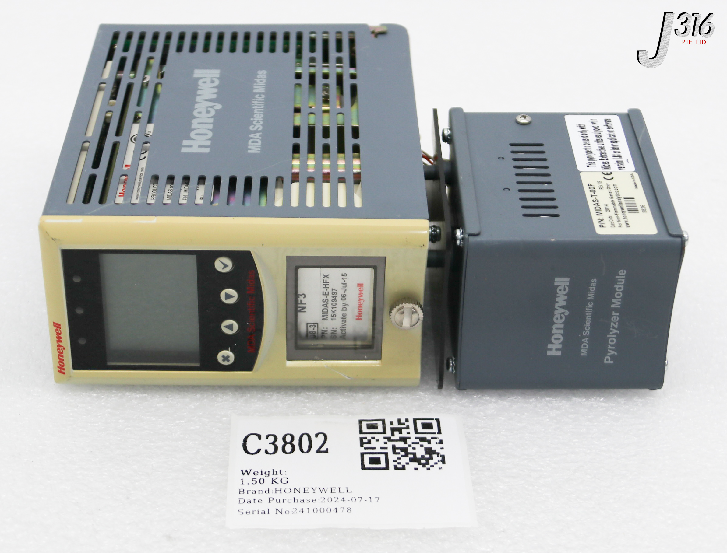 C3802 HONEYWELL GAS DETECTOR, MIDAS W/ PYROLYZER MODULE MIDAS-T